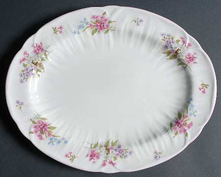 Stocks Pink (Oleander Shape) 12" Oval Serving Platter