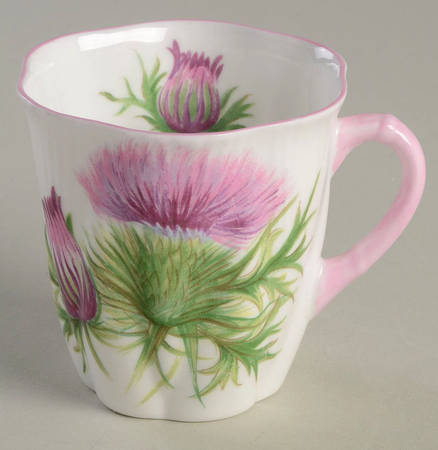 Thistle (Dainty, Pink, Pink Trim) Flat Demitasse Cup