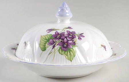 Violets (Dainty) Round Covered Butter