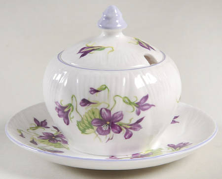 Violets (Dainty) Mustard & Lid with Underplate
