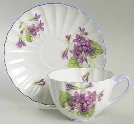 Violets (Dainty) Flat Cup & Saucer Set by Shelley