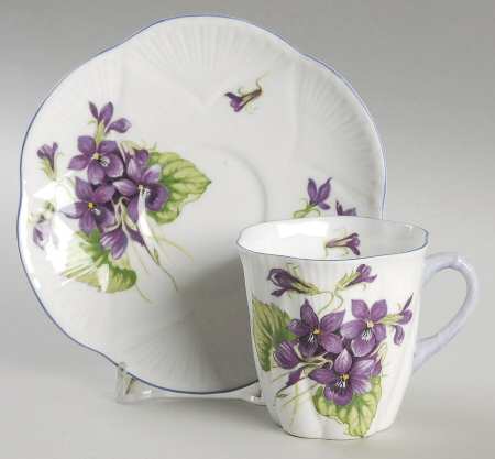 Violets (Dainty) Flat Demitasse Cup & Saucer Set