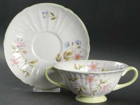 Wild Anemone Footed Cream Soup Bowl & Saucer Set