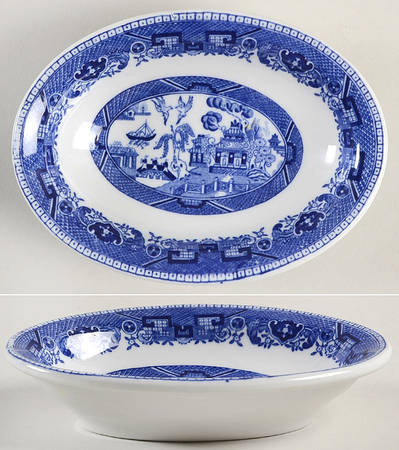 Blue Willow Blue Bone Dish by Shenango