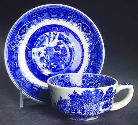 Blue Willow Blue Flat Cup & Saucer Set