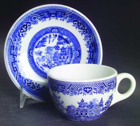 Blue Willow Blue Flat Cup & Saucer Set
