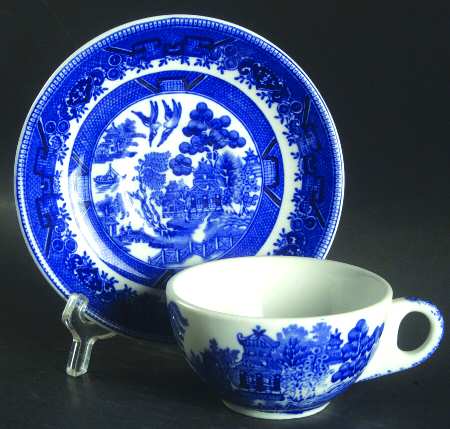 Blue Willow Blue Flat Cup & Saucer Set
