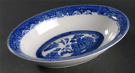 Blue Willow Blue 10" Oval Vegetable Bowl