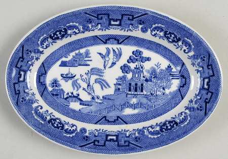 Blue Willow Blue 9" Oval Serving Platter