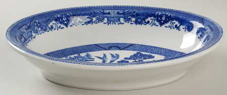 Blue Willow Blue 9" Oval Vegetable Bowl