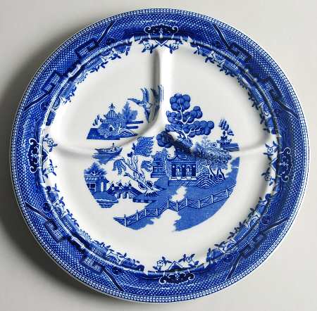 Blue Willow Blue Grill Plate by Shenango