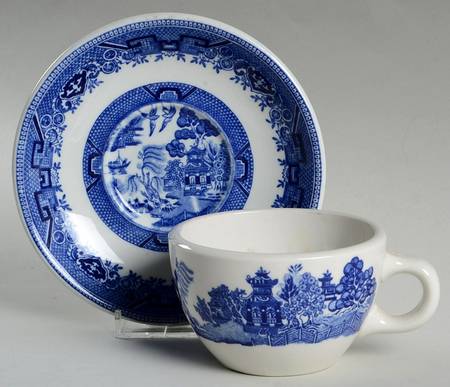 Blue Willow Blue Flat Cup & Saucer Set