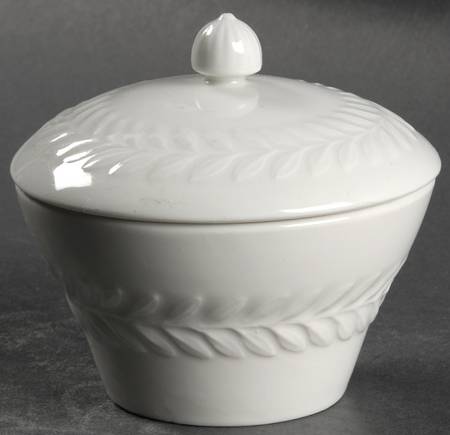 Carlton (All White, Embossed Laurel) Sugar Bowl & Lid