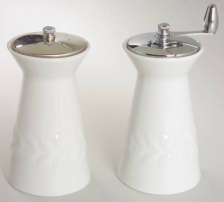 Carlton (All White, Embossed Laurel) Salt & Pepper Mill Set (PEMI & SALI)