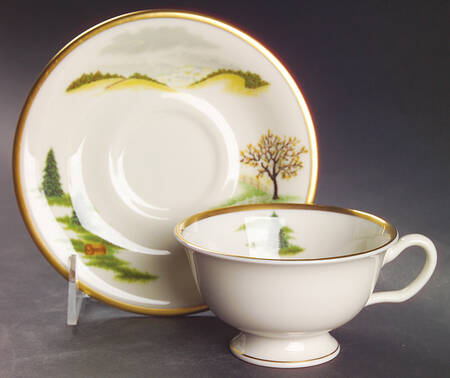 Grandma Moses Footed Cup & Saucer Set