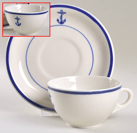 US Navy Mess Wardroom Officer Flat Cup & Saucer Set