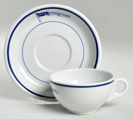 US Navy Mess Wardroom Officer Flat Cup & Saucer Set