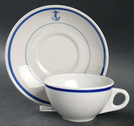 US Navy Mess Wardroom Officer Flat Cup & Saucer Set