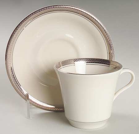 Royal Baroness (Platinum Trim) Flat Cup & Saucer Set