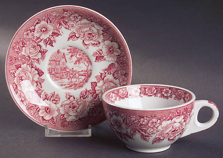 Roselyn Pink Flat Cup & Saucer Set