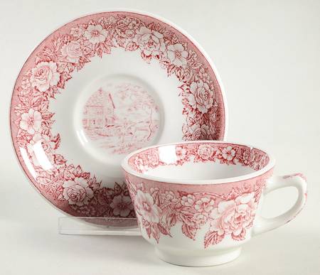 Roselyn Pink Footed Cup & Saucer Set