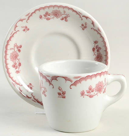 Chardon Rose Red Flat Cup & Saucer Set