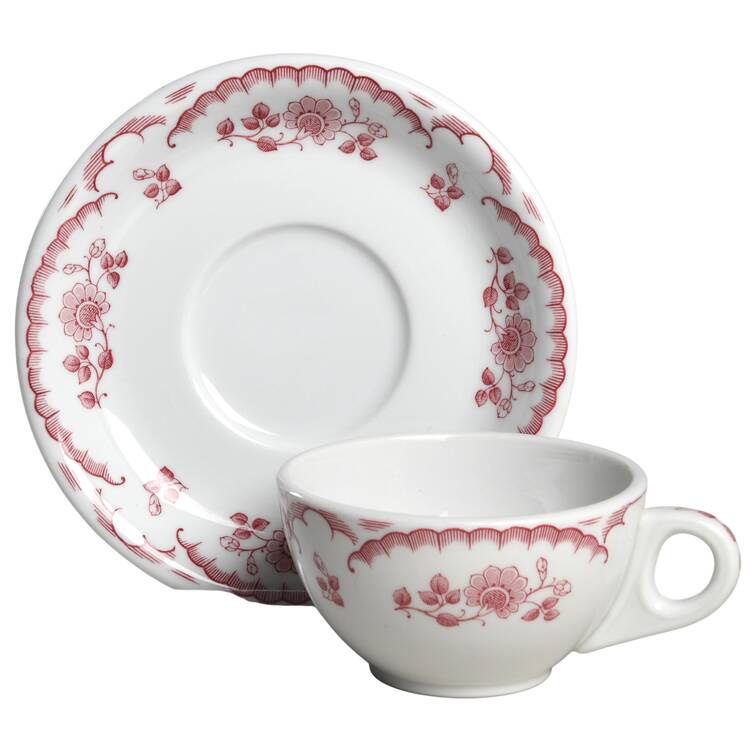 Chardon Rose Red Flat Cup & Saucer Set