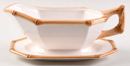 Bamboo Decorated Gravy Boat & Underplate