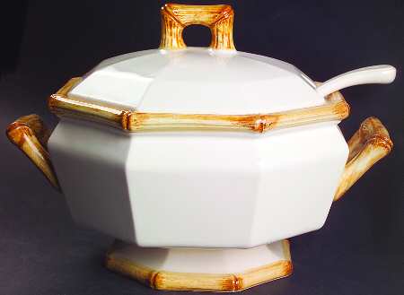 Bamboo Decorated Tureen & Lid w/Ladle