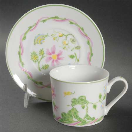 Frog Bouquet Flat Cup & Saucer Set