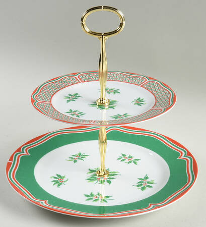 Noel 6 5/8"-10"  2 Tiered Serving Tray (Dp, Sp) HC