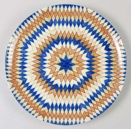 Santa Fe (Blue & Rust) 12" Chop Plate (Round Platter)