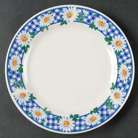 Gingham Daisy Salad Plate