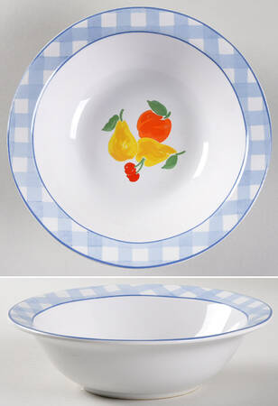 Gingham Fruit Rim Cereal Bowl