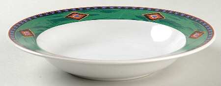 Kashmir Green Rim Soup Bowl by Signature