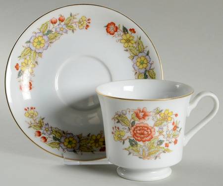 Oriental Garden Footed Cup & Saucer Set
