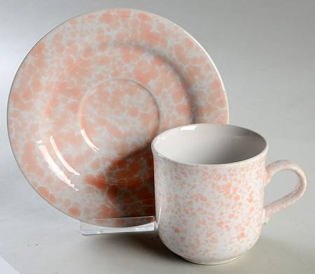 Raindrops Peach Flat Cup & Saucer Set
