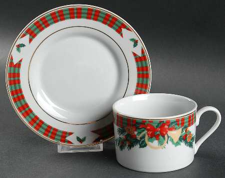 Tartan Christmas Flat Cup & Saucer Set