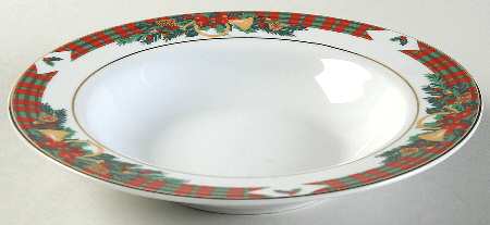 Tartan Christmas Rim Soup Bowl