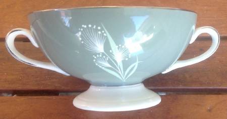 Haslemere Platinum Footed Cream Soup Bowl