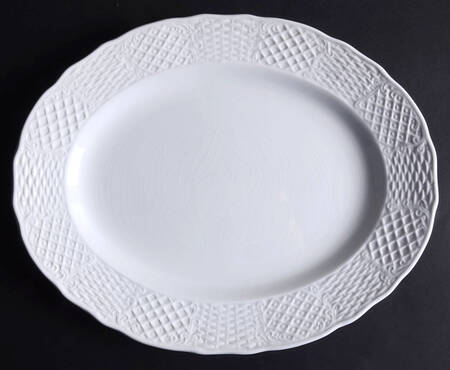 Marlborough (Embossed Wicker Lattice Rim) 12" Oval Serving Platter