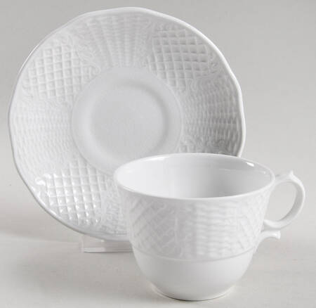 Marlborough (Embossed Wicker Lattice Rim) Flat Cup & Saucer Set