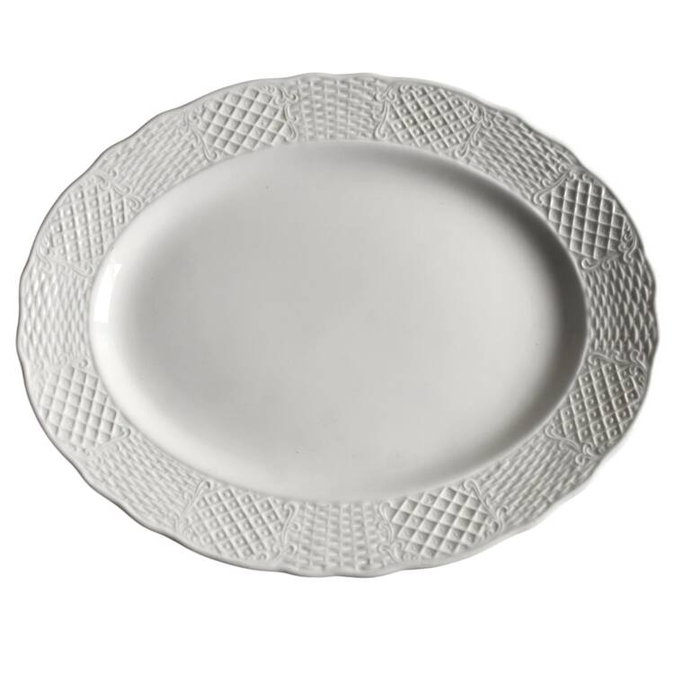Marlborough (Embossed Wicker Lattice Rim) 14" Oval Serving Platter