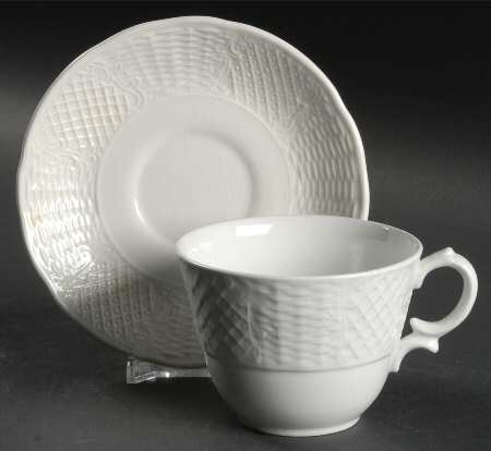 Marlborough (Embossed Wicker Lattice Rim) Footed Cup & Saucer Set