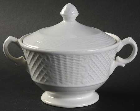 Marlborough (Embossed Wicker Lattice Rim) Sugar Bowl & Lid