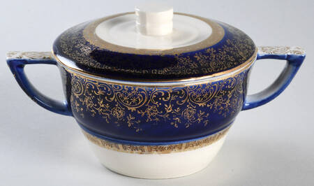 Aristocrat Cobalt Blue (Floral Center) Sugar Bowl & Lid