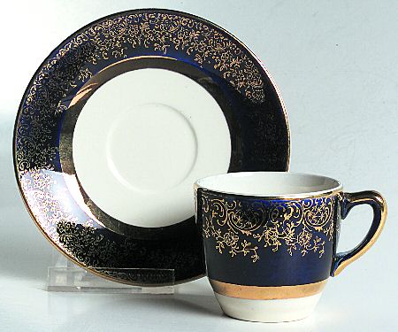 Aristocrat Cobalt (No Floral Center) Flat Demitasse Cup & Saucer Set