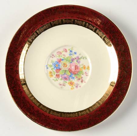 Aristocrat Maroon (Floral Center) Saucer for Flat Cup