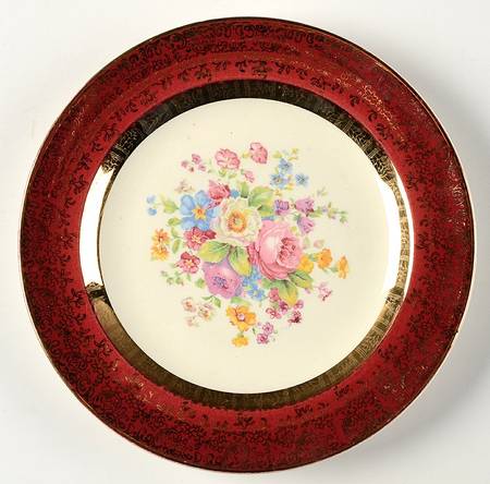 Aristocrat Maroon (Floral Center) Bread & Butter Plate