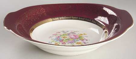 Aristocrat Maroon (Floral Center) 9" Round Vegetable Bowl